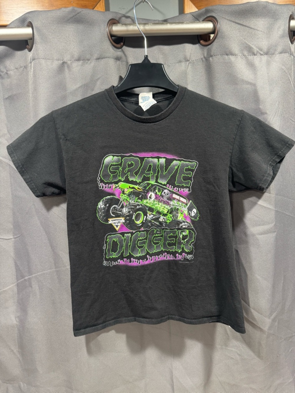 Grave Digger Graphic Kids Tee - Black with Green & Purple Print
